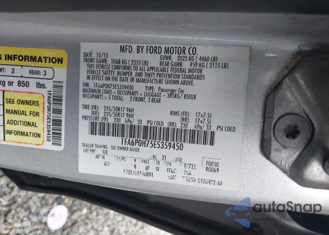 2014 Ford Fusion Se from USA, damaged, VIN 1FA6P0H75E5359450